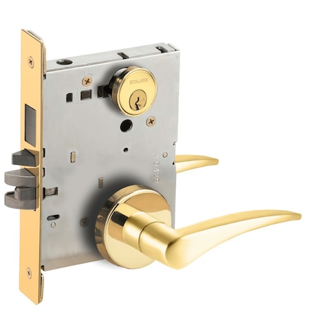 Schlage Schlage L-Series, Entrance Mortise Lock, B Rose, 12 Lever, Grade 1 Mortise Lock, Conventional Cylind L9453P 12B 605 RH